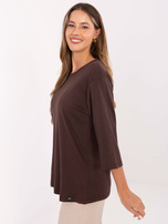 Schokoladenfarbene Damen Oversize-Bluse aus Baumwolle.