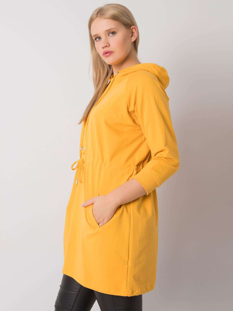 Żółta bluza plus size z kapturem Norina