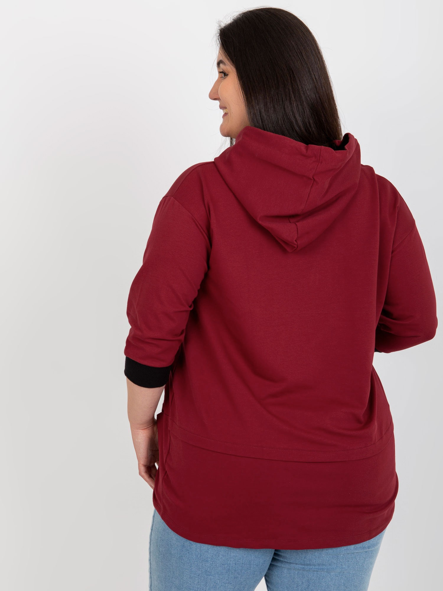 Bordowa damska bluza plus size z napisem