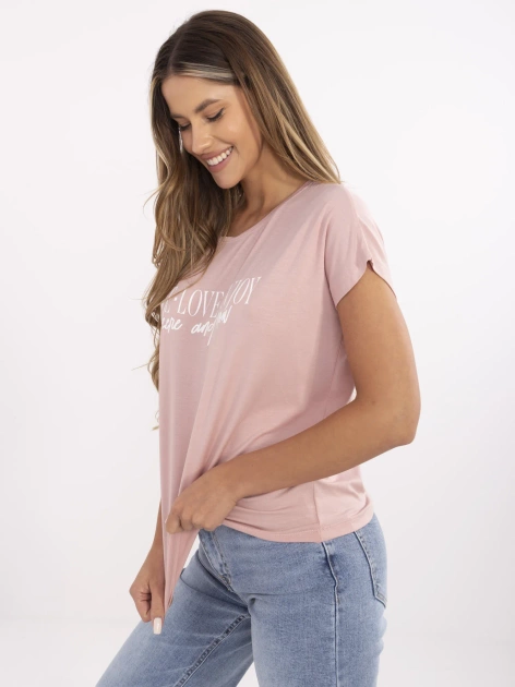 Jasnoróżowy t-shirt z wiskozy SUBLEVEL