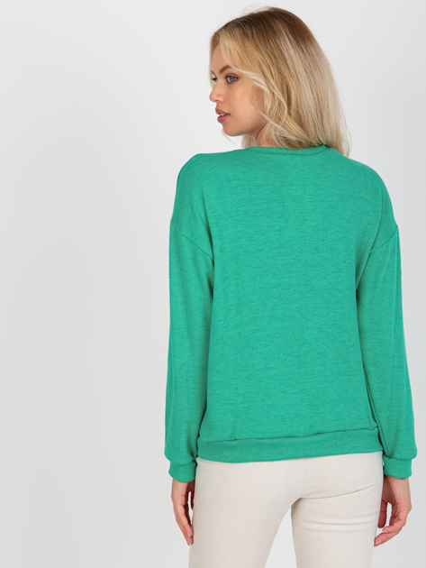 Hurt Turkusowy damski sweter klasyczny z aplikacją 3D