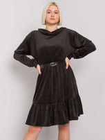 Schwarzes Samtkleid mit Gürtel Casablanca.