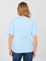 Pastelowa niebieska bluzka basic z bufiastymi rękawami RUE PARIS 