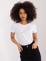 Hurt Weißes Damen-T-Shirt mit Pailletten BASIC FEEL GOOD.