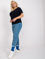 Granatowa wiskozowa bluzka plus size z krótkim rękawem Dina