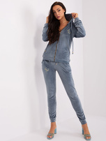 Hurt Brudnoniebieski komplet welurowy z wiskozy Melody