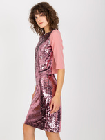 Hurt Brudnoróżowa cekinowa bluzka wizytowa od kompletu 