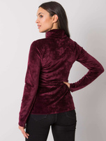 Bordowa bluzka welurowa z golfem Millau