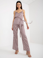 Hurt Beżowo-różowy trzyczęściowy komplet elegancki z topem