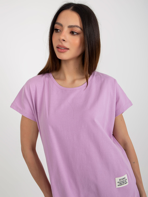 Hurt Jasnofioletowa damska bluzka oversize z rozcięciami