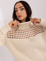 Hurtownia Kremowy dzianinowy golf damski