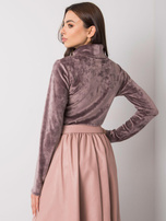 Beige Samtbluse mit Rollkragen Millau.