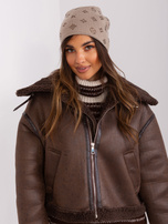 Hurt Ciemnobeżowa czapka dzianinowa beanie