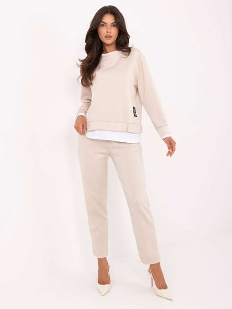 Jasnobeżowy damski komplet z bluzą bez kaptura