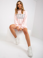 Jasnoróżowa dresowa bluza oversize z nadrukiem