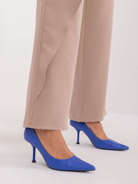 Hurtownia Ciemnobeżowe damskie spodnie z materiału