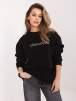 Czarno-zielona bluza z okrągłym dekoltem RUE PARIS 