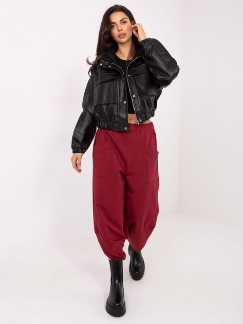 Bordowe dresowe spodnie basic typu alladynki