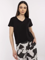 Czarny gładki t-shirt damski BASIC FEEL GOOD