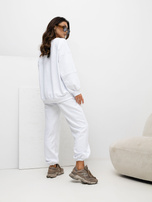 Biały dresowy komplet z bluzą oversize RUE PARIS 