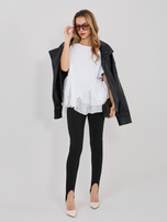 Biała damska bluzka oversize z baskinką