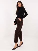 Ciemnobrązowe spodnie cygaretki bez zapięcia RUE PARIS 