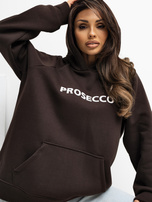 Czekoladowa bluza z haftowanym napisem RUE PARIS 