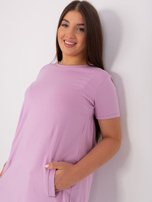 Hurtownia Jasnofioletowa sukienka damska plus size basic z bawełny
