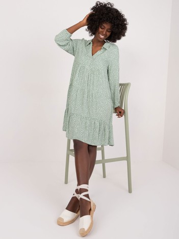 Hurt Khaki sukienka z printem i kołnierzem  SUBLEVEL