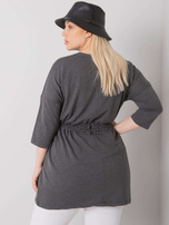 Ciemnoszara melanżowa tunika plus size z wiązaniem Tulsa