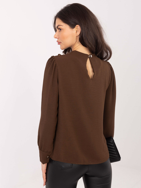 Brązowa elegancka bluzka z drapowaniem