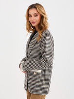 Czarno-żółta marynarka w drobną kratkę tweedową