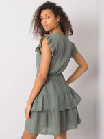 Khaki dress with ruffles Melbina OCH BELLA