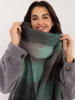 Hurtownia Czarno-szary zimowy szal z frędzlami