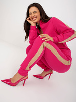 Hurtownia Fuksjowy komplet casualowy z bluzą z kapturem 