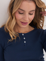 Granatowa damska bluzka basic z okrągłym dekoltem