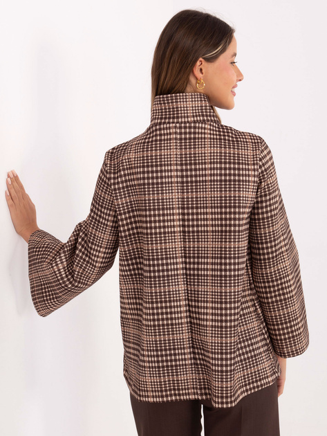 Jasnobeżowo-brązowy płaszcz z dużymi guzikami