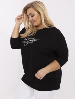 Czarna damska bluzka plus size z rękawem 3/4