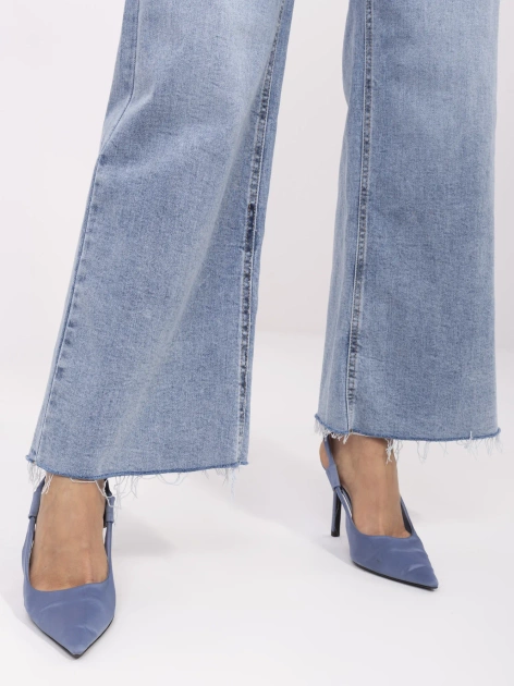 Niebieskie damskie jeansy wide leg