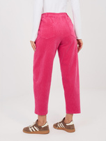 Fuksjowe sztruksowe spodnie typu marchewki RUE PARIS 