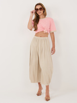 Beżowe sztruksowe spodnie z zakładkami