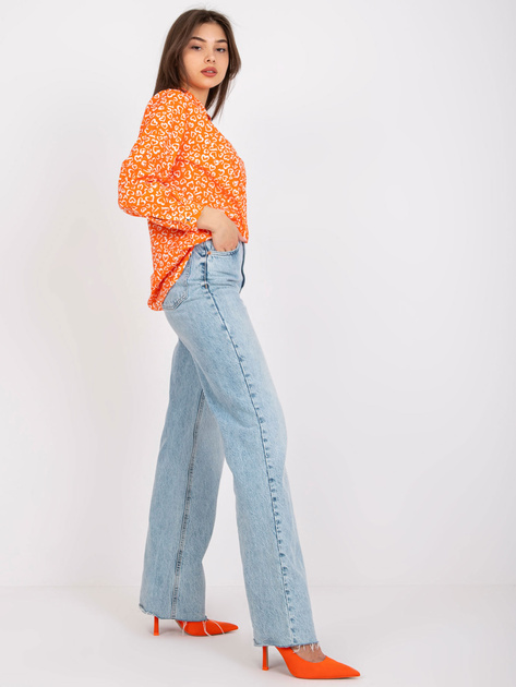 Pomarańczowa luźna bluzka z nadrukiem Inesa