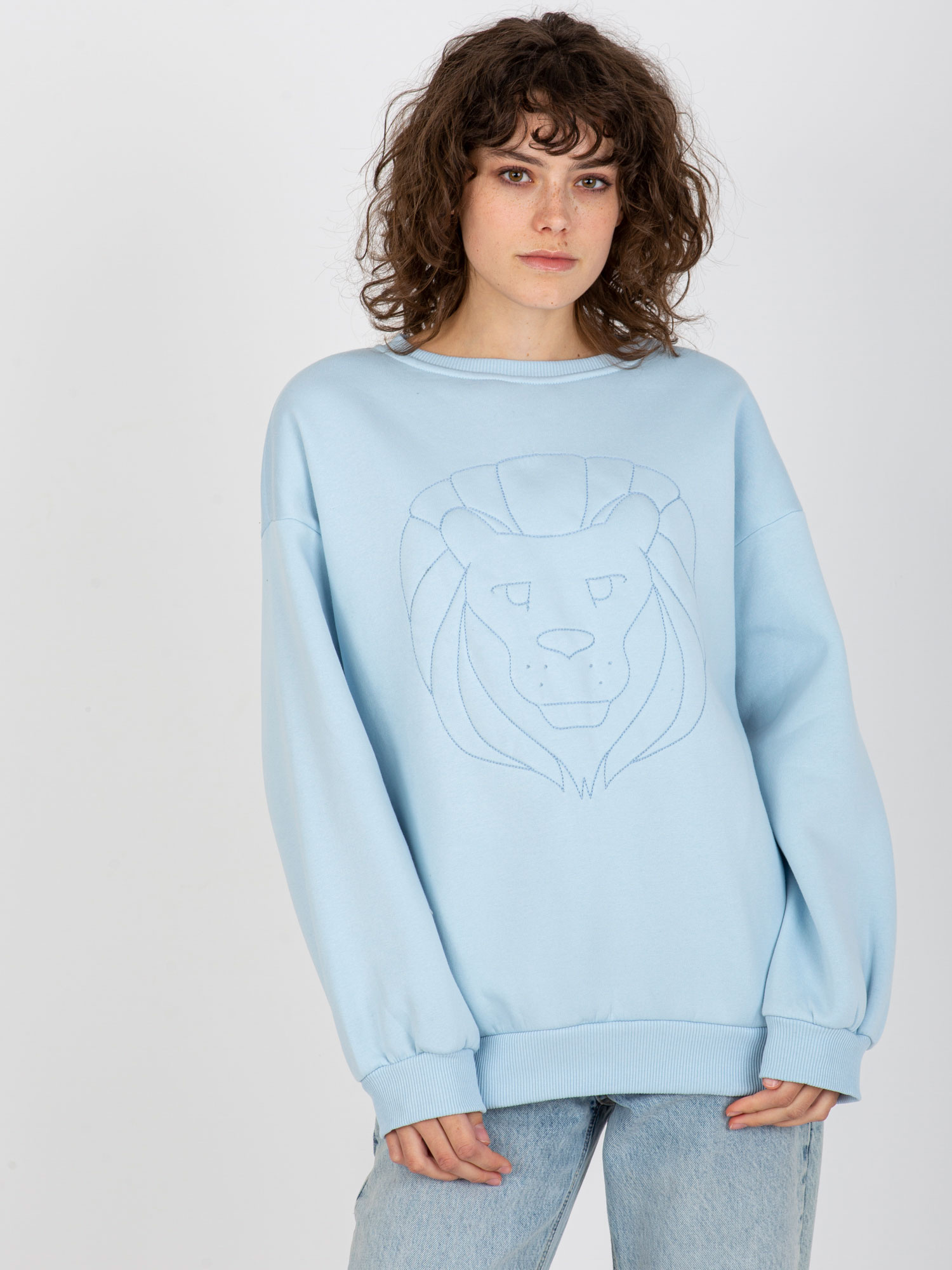 Jasnoniebieska dresowa bluza bez kaptura oversize