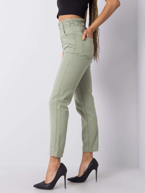 Khaki jeansy z wysokim stanem Beatrix RUE PARIS