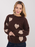 Brązowy damski sweter z domieszką moheru