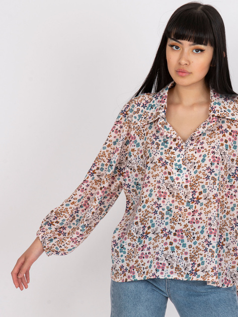 Beżowa zwiewna bluzka z kwiatowym nadrukiem ZULUNA