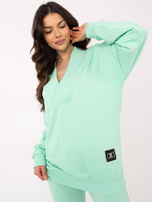 Hurt Miętowy dresowy komplet basic z prostymi spodniami