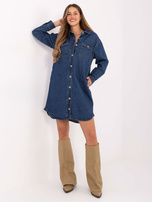 Ciemnoniebieska jeansowa sukienka z kieszeniami SUBLEVEL