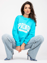 Modrá-bílá oversized mikina bez kapuce s kapsami.