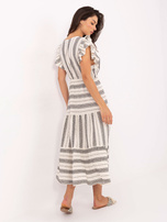 Ecru-czarna  boho sukienka w paski OCH BELLA 